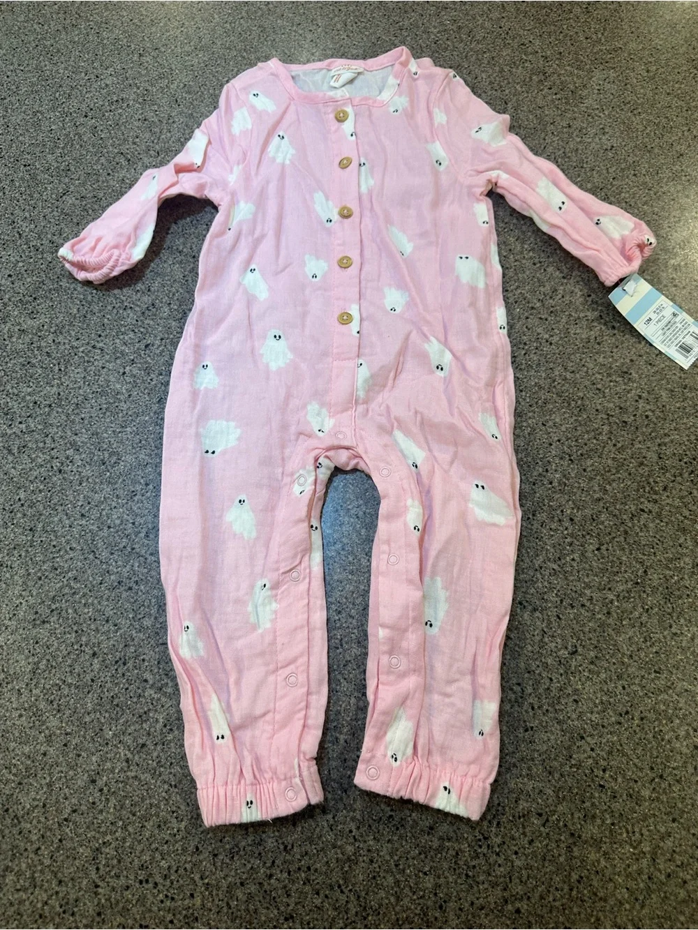 Cat & Jack Pink Ghost-Print Baby One-Piece